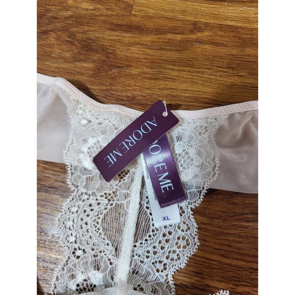 Adore Me NWT Pink Lace Mesh Thong Panties Size XL - Picture 2 of 3